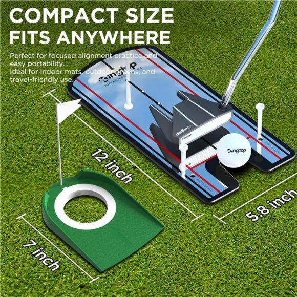 Golf Putting Alignment Mirror with Putting Cup Combo,Portable Swing Training Aid - Picture 2 of 7